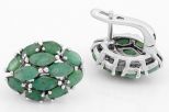 Серьги из серебра с изумрудом маркизы и овалы 37400