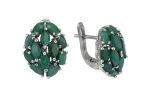 Серьги из серебра с изумрудом маркизы и овалы 37400