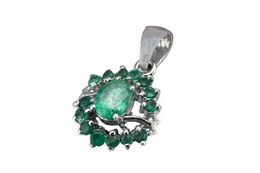 Серебряный кулон с изумрудом 37407 купить в магазине Самоцветы мира