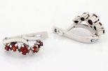 Серьги из серебра с гранатом круг 4 мм 4 круга 3 мм 37415