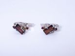 Серьги из серебра с гранатом прямоугольник 4х8 мм 2 круга 2 мм 37429