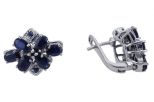 Серьги из серебра с сапфиром 6 овалов 5х7 мм и 3 круга 37447