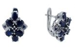 Серьги из серебра с сапфиром 6 овалов 5х7 мм и 3 круга 37447