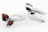 Серьги из серебра с гранатом треугольник 7х7х7 мм маркиза 4х8 мм 37464