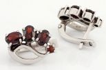Серьги из серебра с гранатом 3 овала 5х7 мм круг 3 мм 37470