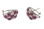 Серьги из серебра с рубином и фианитами 7 овалов 4х5 мм 37483