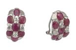 Серьги из серебра с рубином и фианитами 7 овалов 4х5 мм 37483