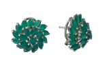 Серьги из серебра с изумрудом 22 маркизы 3х6 мм 37533