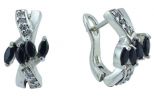 Серьги из серебра с сапфиром и фианитами 4 маркизы 2х4 мм 37771