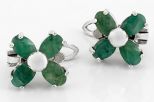 Серьги из серебра с изумрудом 4 овала 4х6 мм 37782