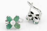 Серьги из серебра с изумрудом 4 овала 4х6 мм 37782