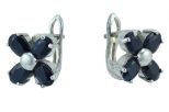 Серьги из серебра с сапфиром 4 овала 4х5 мм 37783