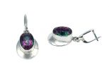 Серьги из серебра с аметистом мистик овал 10х14 мм 37902
