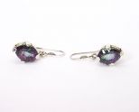 Серьги из серебра с аметистом мистик капля 10х14 мм 37913