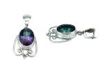 Серьги из серебра с аметистом мистик овал 12х16 мм 37948