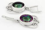 Серьги из серебра с аметистом мистик овал 12х16 мм 37948