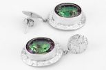 Серьги из серебра с аметистом мистик овал 12х16 мм 37954