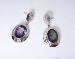 Серьги из серебра с аметистом мистик овал 12х16 мм 37954