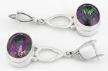 Серьги из серебра с аметистом мистик овал 12х16 мм 37960