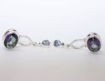 Серьги из серебра с аметистом мистик овал 12х16 мм 37960