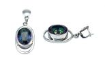 Серьги из серебра с аметистом мистик овал 12х16 мм 37962