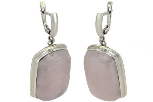 Серьги из серебра 925 пробы с розовым кварцем.