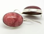 Серьги из серебра с родонитом овал 18х25 мм 38638