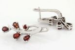 Серьги из серебра с гранатом 4 капли 3х5 мм круг 2 мм 38727