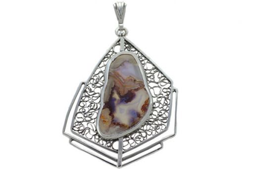Серебряный кулон с агатом 39705 купить в магазине Самоцветы мира