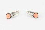 Серьги из серебра с кораллом розовым шар 8 мм капля малая 39733