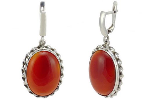 Серьги из серебра 925 пробы с сердоликом.