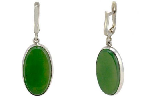 Серьги из серебра 925 пробы с Нефритом.