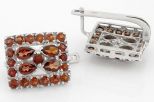 Серьги из серебра с гранатом 4 капли 4х6 мм 19 кругов 4 мм 39987