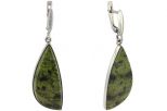 Серьги из серебра с змеевиком парус 20х35 мм 40303