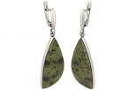 Серьги из серебра с змеевиком парус 20х35 мм 40303