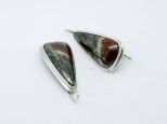 Серьги из серебра с яшмой и пиритом треугольник 20х39 мм 40305