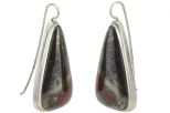 Серьги из серебра с яшмой и пиритом треугольник 20х39 мм 40305