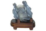 Фигурка игуаны из агата на деревяной подставке. Вес 1200 гр.