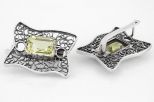 Серьги из серебра с цитрином прямоугольник 9х15 мм 40545