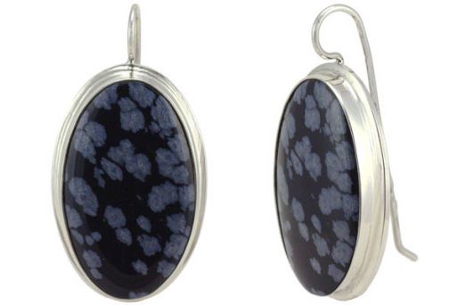 Серьги из серебра 925 пробы с обсидианом.