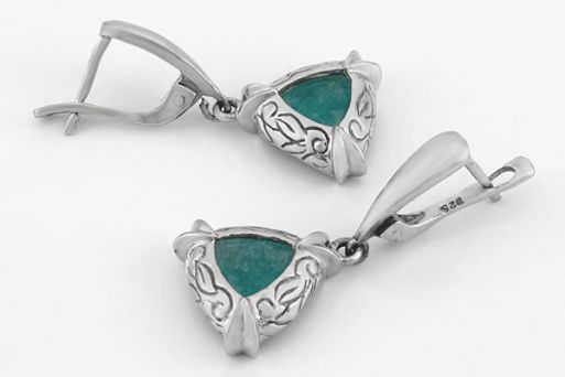 Серебряные серьги с бериллом 40653 купить в магазине Самоцветы мира