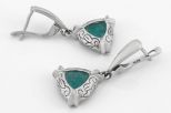 Серьги из серебра с бериллом треугольник 8х8х8 мм 40653