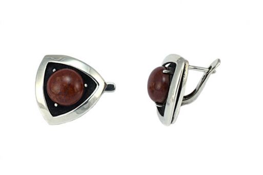 Серьги из серебра 925 пробы с яшмой.