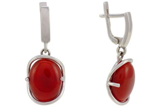 Серьги из серебра 925 пробы с сердоликом.