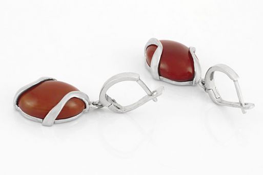 Серебряные серьги с сердоликом 41158 купить в магазине Самоцветы мира
