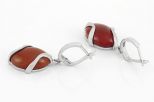 Серьги из серебра с сердоликом овал 14х18 мм 41158