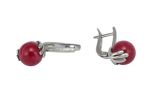 Серьги из серебра с кораллом красным шар 10 мм 41177