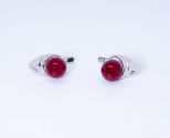 Серьги из серебра с кораллом красным шар 10 мм 41190