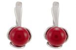 Серьги из серебра с кораллом красным шар 8 мм 41202