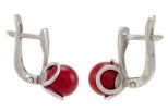 Серьги из серебра с кораллом красным шар 8 мм 41202
